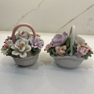 Vintage Capodimonte Floral Basket